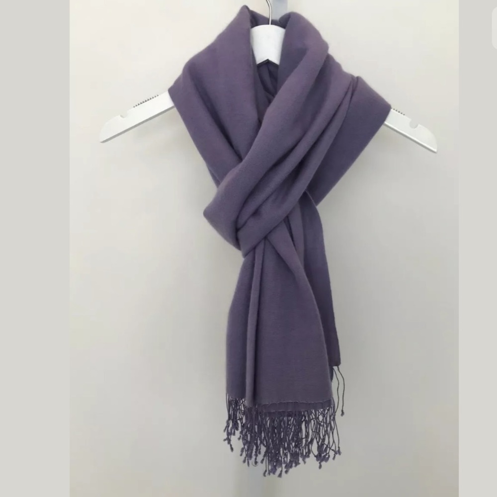 PORTOLANO PURPLE CASHMERE SILK PASHMINA LONG SCARF